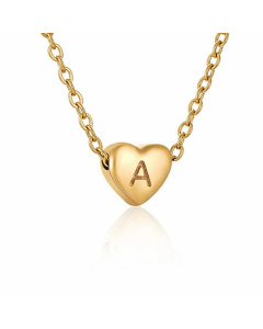Minimalism Letter Heart Shape Pendant Titanium Steel Plating Necklace Colorza 