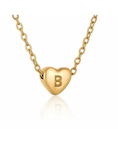 Minimalism Letter Heart Shape Pendant Titanium Steel Plating Necklace Colorza 
