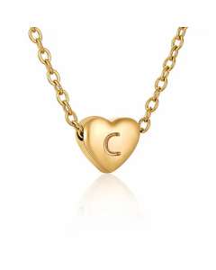 Minimalism Letter Heart Shape Pendant Titanium Steel Plating Necklace Colorza 