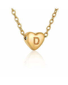 Minimalism Letter Heart Shape Pendant Titanium Steel Plating Necklace Colorza 