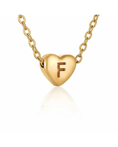 Minimalism Letter Heart Shape Pendant Titanium Steel Plating Necklace Colorza 