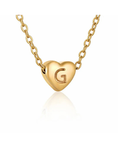 Minimalism Letter Heart Shape Pendant Titanium Steel Plating Necklace Colorza 