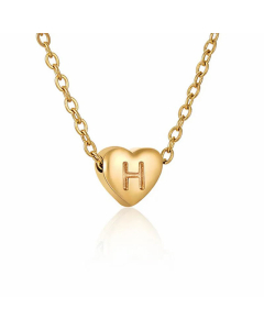 Minimalism Letter Heart Shape Pendant Titanium Steel Plating Necklace Colorza 