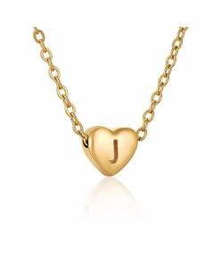 Minimalism Letter Heart Shape Pendant Titanium Steel Plating Necklace Colorza 