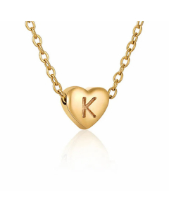Minimalism Letter Heart Shape Pendant Titanium Steel Plating Necklace Colorza 