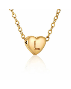 Minimalism Letter Heart Shape Pendant Titanium Steel Plating Necklace Colorza 