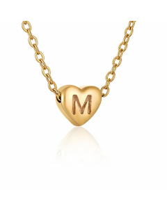 Minimalism Letter Heart Shape Pendant Titanium Steel Plating Necklace Colorza 