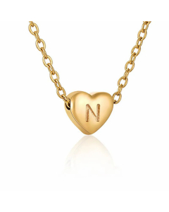 Minimalism Letter Heart Shape Pendant Titanium Steel Plating Necklace Colorza 