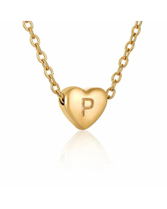 Minimalism Letter Heart Shape Pendant Titanium Steel Plating Necklace Colorza 