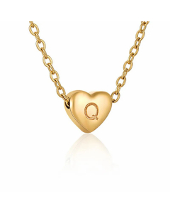 Minimalism Letter Heart Shape Pendant Titanium Steel Plating Necklace Colorza 