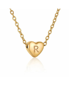 Minimalism Letter Heart Shape Pendant Titanium Steel Plating Necklace Colorza 