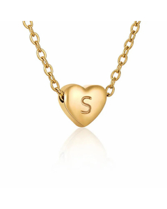 Minimalism Letter Heart Shape Pendant Titanium Steel Plating Necklace Colorza 