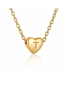 Minimalism Letter Heart Shape Pendant Titanium Steel Plating Necklace Colorza 