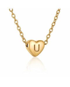 Minimalism Letter Heart Shape Pendant Titanium Steel Plating Necklace Colorza 