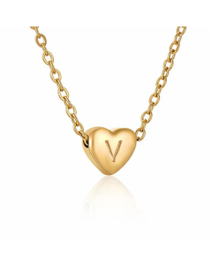 Minimalism Letter Heart Shape Pendant Titanium Steel Plating Necklace Colorza 