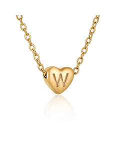 Minimalism Letter Heart Shape Pendant Titanium Steel Plating Necklace Colorza 