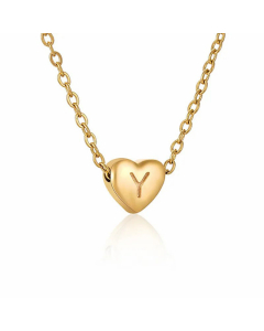 Minimalism Letter Heart Shape Pendant Titanium Steel Plating Necklace Colorza 