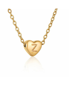 Minimalism Letter Heart Shape Pendant Titanium Steel Plating Necklace Colorza 
