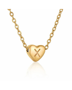 Minimalism Letter Heart Shape Pendant Titanium Steel Plating Necklace Colorza 