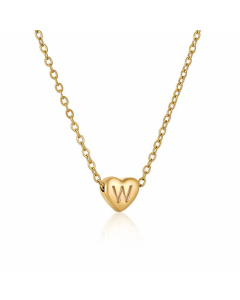 Minimalism Letter Heart Shape Pendant Titanium Steel Plating Necklace Colorza 