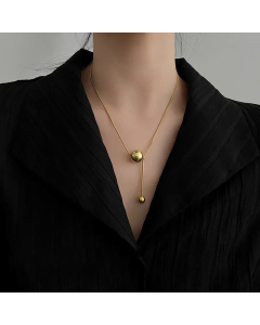 Fashion Ball Pendent Titanium Steel Plating Tassel Necklace Colorza 