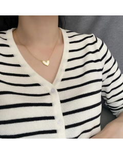 Fashion White Shell Heart Shape Pendant Titanium Steel Necklace Colorza