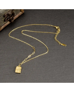 Fashion Gold Plated Square Butterfly Pendant Titanium Steel Necklace Colorza