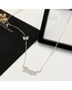 Angel Letter Butterfly Stainless Steel Plating Necklace Colorza