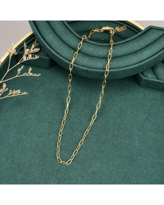 Plain Solid Color Paperclip Chain Titanium Steel Gold Plated Necklace Colorza 