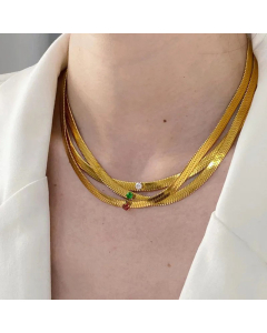 Fashion Plating Inlay Zircon Solid Color Stainless Steel Necklace Colorza 
