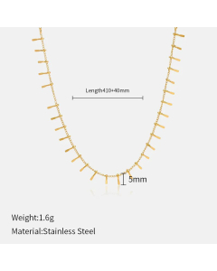 Plating Heart Shape Solid Color Stainless Steel Can Be Split Necklace Colorza-Gold Color-01