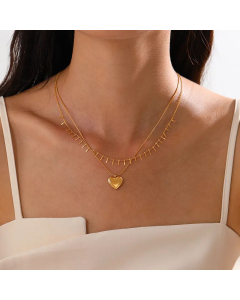 Plating Heart Shape Solid Color Stainless Steel Can Be Split Necklace Colorza