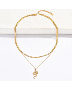 Casual Snake Pendent Stainless Steel Plating Chain Necklace Colorza