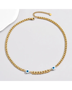 Ethnic Style Eye Plastic Handmade Beads Stainless Steel Necklace Colorza