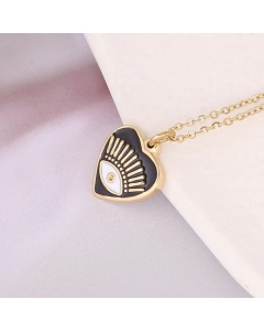 Fashion Enamel Heart Shape Eye Stainless Steel Titanium Steel Plating Pendant Necklace Colorza