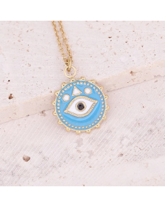 Enamel Round Eye Pendant Stainless Steel Titanium Steel Plating Necklace Colorza