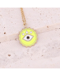 Enamel Round Eye Pendant Stainless Steel Titanium Steel Plating Necklace Colorza