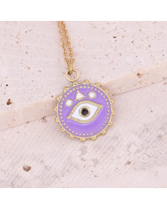 Enamel Round Eye Pendant Stainless Steel Titanium Steel Plating Necklace Colorza