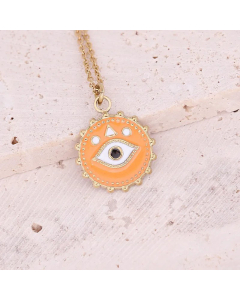 Enamel Round Eye Pendant Stainless Steel Titanium Steel Plating Necklace Colorza