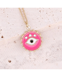 Enamel Round Eye Pendant Stainless Steel Titanium Steel Plating Necklace Colorza