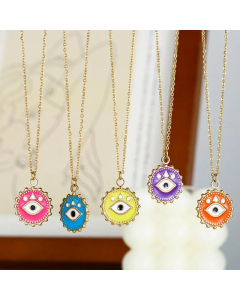 Enamel Round Eye Pendant Stainless Steel Titanium Steel Plating Necklace Colorza