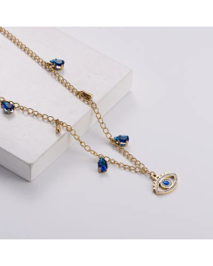 Elegant Gold Plated Devil's Eye Stainless Steel Rhinestones Pendant Necklace Colorza