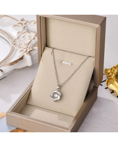 Fashion Round Pulsatile Heart Titanium Steel Inlay Rhinestones Necklace Colorza 