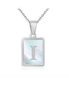 Minimalism Letter Square Inlay Shell Pendant Titanium Steel Plating Necklace Colorza