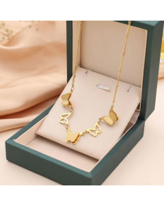 Sweet Five Butterfly Titanium Steel Plating Necklace Colorza