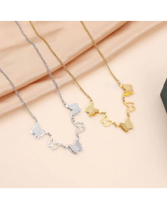 Sweet Five Butterfly Titanium Steel Plating Necklace Colorza