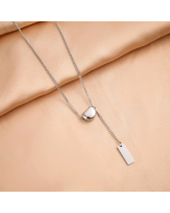 Fashion Semicircle Square Tassel Titanium Steel Plating Necklace Colorza