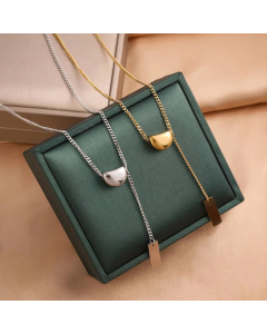 Fashion Semicircle Square Tassel Titanium Steel Plating Necklace Colorza