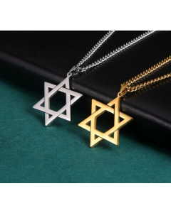 Hollow Out Hexagram Pendant Stainless Steel Titanium Steel Plating Necklace Colorza
