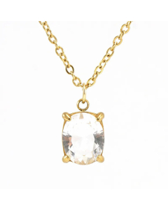 Minimalism Square Inlay Zircon Pendant Titanium Steel Plating Necklace Colorza 